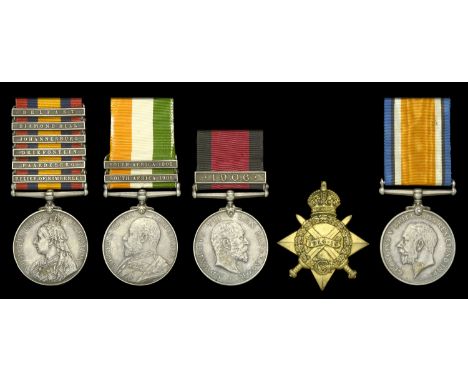 Five: Private T. Barr, 14th Hussars, later Umvoti Mounted Rifles and Naudes Scouts   Queen’s South Africa 1899-1902, 6 clasps