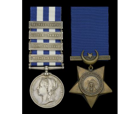 Pair: Lance-Corporal A. Shipman, Gordon Highlanders  Egypt and Sudan 1882-89, dated reverse, 4 clasps, Tel-El-Kebir, Suakin 1