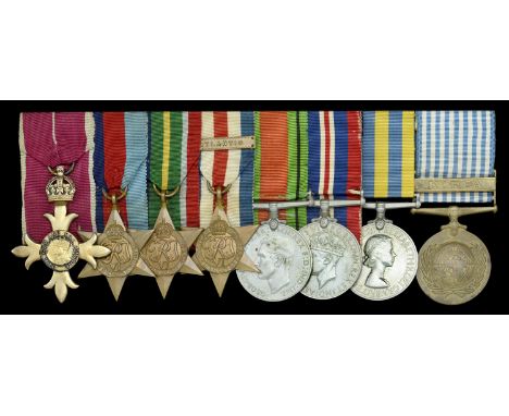 A rare Second War ‘North-West Europe operations’ O.B.E. group of eight awarded to Commander (E.) G. P. Blake, Royal Navy, a F