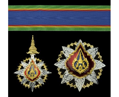 Thailand, Kingdom, Order of the Crown, 3rd (1941) type, Second Class set of insignia, comprising neck badge, 85mm including c