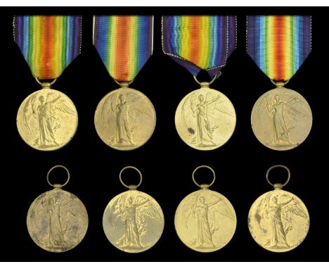 Victory Medal 1914-19 (8) (J.17359 J. G. Bailey. A.B. R.N.; J.85931 J. R. Barber. Ord. R.N.; J.34942 J. Brophy. Sig. R.N.; J.