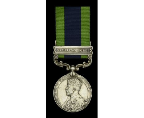 India General Service 1908-35, 1 clasp, Waziristan 1921-24 (2105 Q-M-H. Bhim Singh, Berks. R.) minor edge bruising, nearly ve