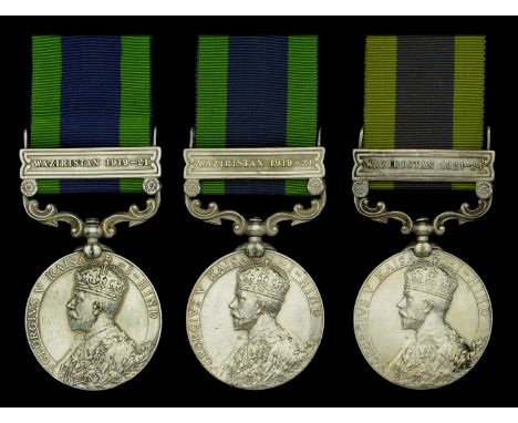 India General Service 1908-35, 1 clasp (3), Waziristan 1919-21 (2) (83 Cook. Narain Datt, 2 K. Rfls.; 3983 L-Nk. Mohd. Khan, 
