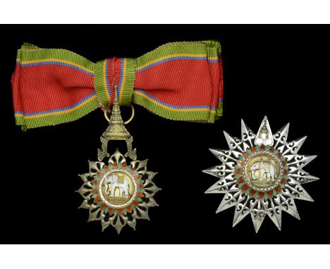 Thailand, Kingdom, Order of the White Elephant, 2nd type, Lady’s Second Class set of insignia, comprising shoulder badge, 78m