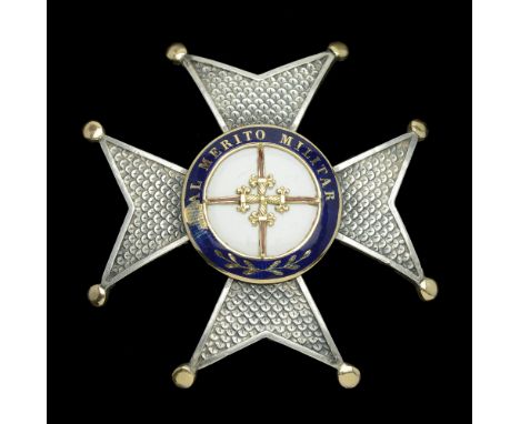Spain, Carlist, Military Order of St. Fernando, Officer’s First Class Star, 53mm, silver, gold, and enamel, no wreath, minor 