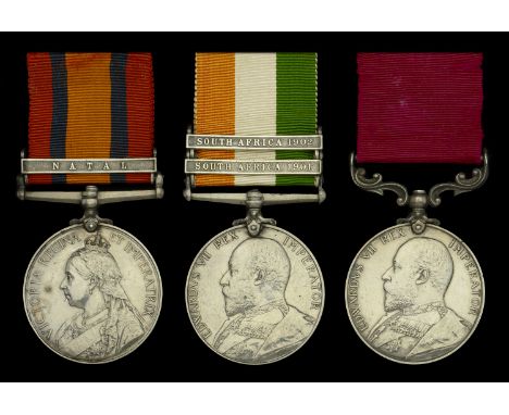 Three: Staff Sergeant W. S. Thackara, Army Ordnance Corps  Queen’s South Africa 1899-1902, 1 clasp, Natal (2554. Corpl. W. S.