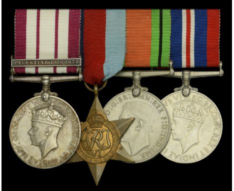 Four: Able Seaman R. W. L. Oldman, Royal Navy  Naval General Service 1915-62, 1 clasp, Palestine 1936-1939 (J.109387 R. W. L.