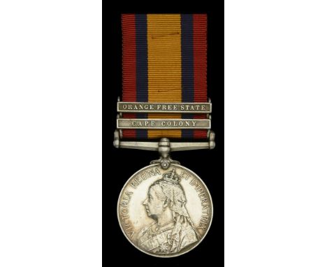 Queen’s South Africa 1899-1902, 2 clasps, Cape Colony, Orange Free State (5184 Pte. E. Duncan, 2: R: Berks: Regt.) small scra