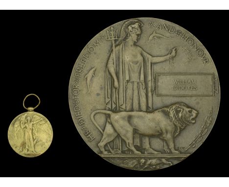 The Victory Medal awarded to Private W. Brookes, Lancashire Fusiliers, who died of wounds on the Western Front on 23 December