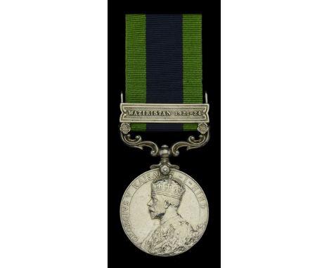 India General Service 1908-35, 1 clasp, Waziristan 1921-24 (5329775 Pte. P. A. Jones. R. Berks. R.) edge bruising and light c