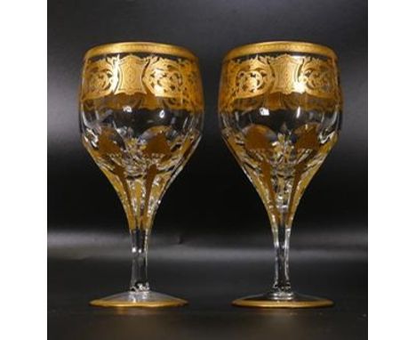 Two De Lamerie Fine Bone China heavily gilded White Wine Glasses  , specially made high end quality item, Made in England, he