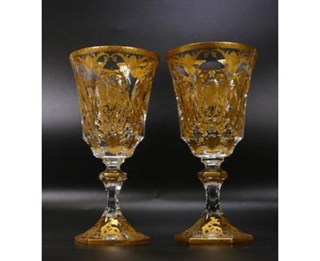Two De Lamerie Fine Bone China heavily gilded Wine Glasses  , specially made high end quality item, Made in England, height 1