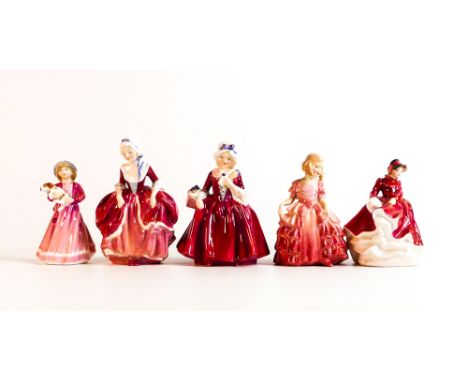 Royal Doulton lady figures to include Lavinia Hn1955, My first figurine HN3424, Emma HN3208, Rose HN1368, Goody two shoes HN2