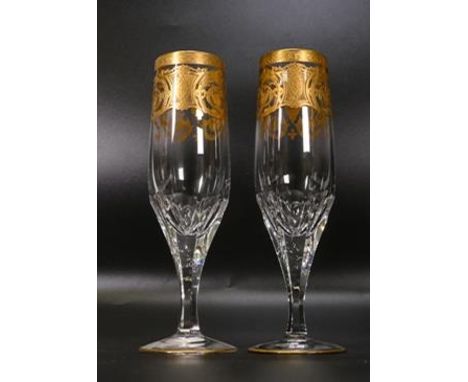 Two De Lamerie Fine Bone China heavily gilded Champagne Flute Glasses  , specially made high end quality item, Made in Englan