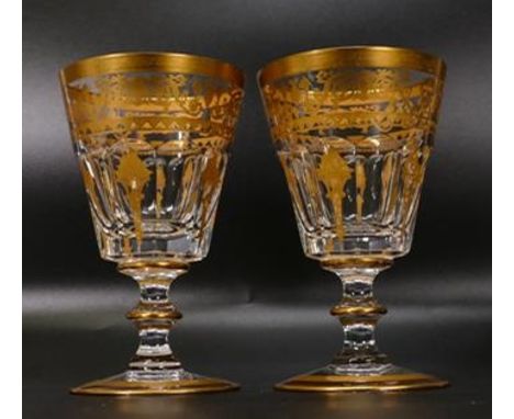 Two De Lamerie Fine Bone China heavily gilded White Wine Glasses  , specially made high end quality item, Made in England, he