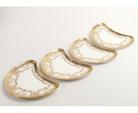 De Lamerie Fine Bone China,  heavily gilded Special Commission for Mar Mar Palace Crested Crescent shaped dishes, specially m