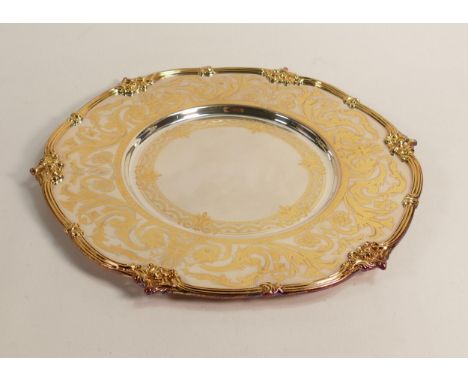 De Lamerie Fine silver plate and part gilt layplate /tray , specially made high end quality item, new and Made in England, d.