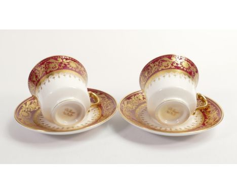 De Lamerie Fine Bone China,  heavily gilded Versailles cups &amp; Saucers, specially made high end quality item, Made in Engl