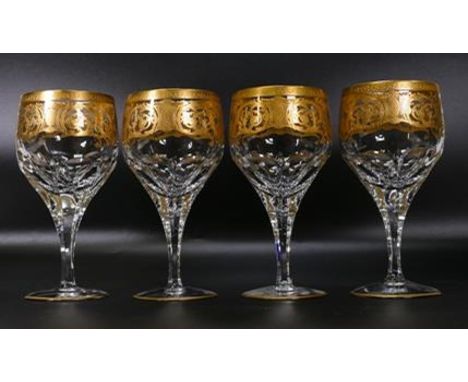 Four De Lamerie Fine Bone China heavily gilded White Wine Glasses  , specially made high end quality item, Made in England, h