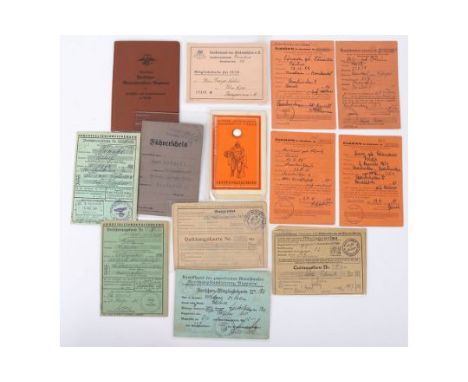 Third Reich German Documents: Mixed documents to include drivers license , commercial trade book, two DLRG cards one with SA 