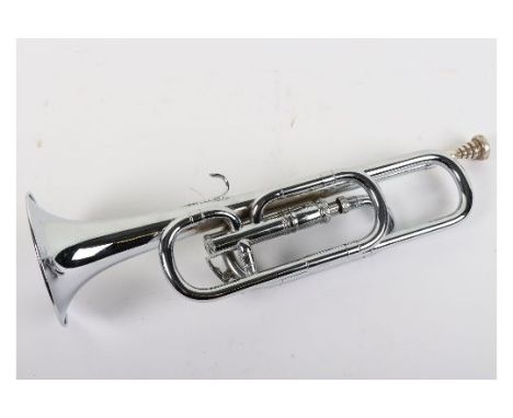 A Premier  military Regulation single valve Bugle, chrome plated, in excellent original condition, L.44 ½ cms  
