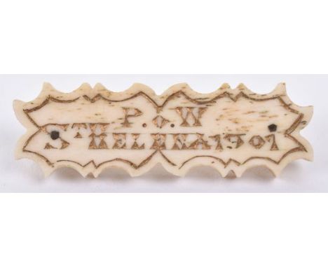 Boer War Art, Prisoner of War "Whalebone" Carving, aborted effort on reverse, "P. o. W. St.Helena 1901" Interesting item. 