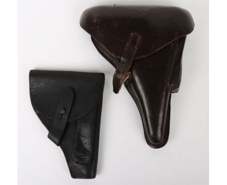 WW2 German Walther PPK Holster: Black leather PPK holster with faint eagle stamp to front  with belt loop to back and German 