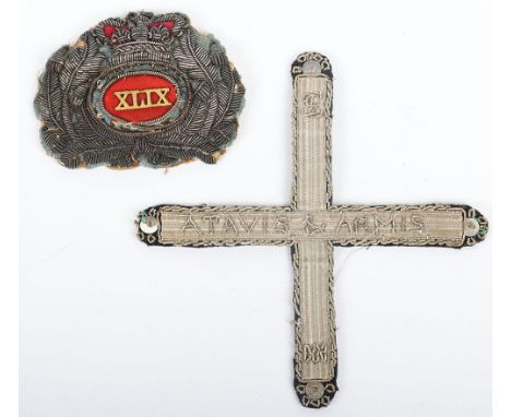 British Military Officers Coatee Tunic Tails Ornament Badge, bullion embroidered crowned wreath with oval centre having remai