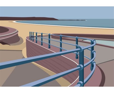 Ian Mitchell (British Contemporary): 'Filey Seafront', limited edition digital lithograph signed titled and numbered in penci