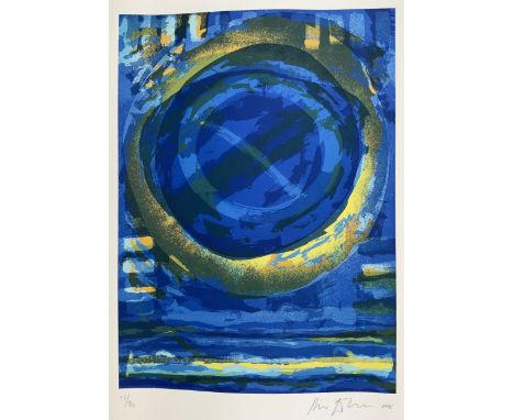 Kip Gresham (British 1951-2024): Abstract Blue and Yellow Circles, limited edition screenprint signed dated 1996 and numbered