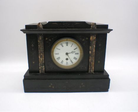 A slate mantel clock.