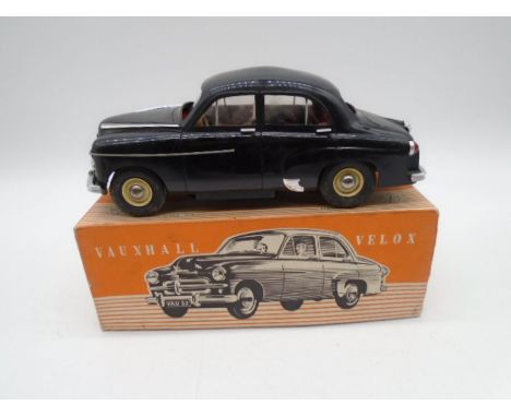 A boxed V Models Victory Industries Vauxhall Velox black saloon model car (Scale 1/18)