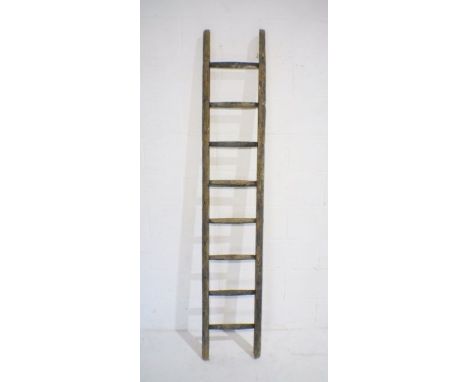 A vintage wooden ladder, height 198cm.