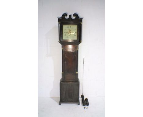 A Georgian oak longcase clock with painted dial.