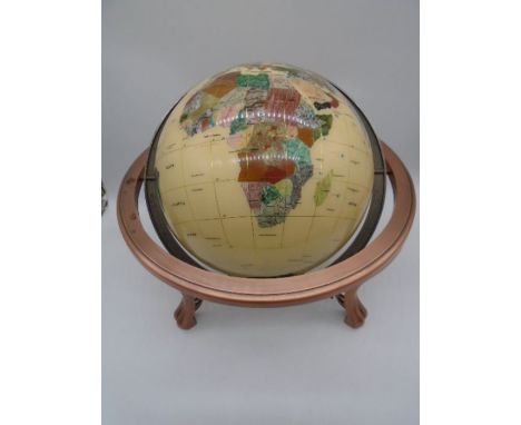 A gemstone globe with compass under - height approx. 45cm 