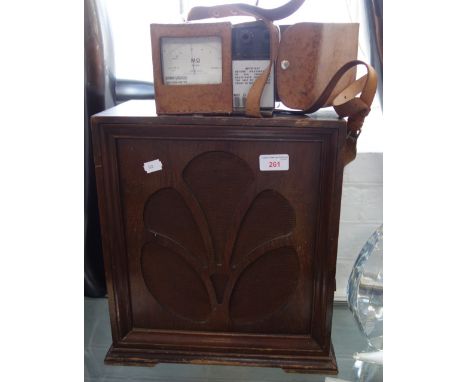 A 1930'S WALNUT CASED WIRELESS SPEAKER and a Robin Megohm-Meter