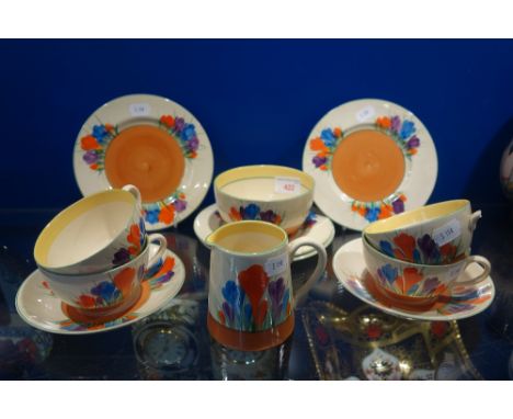 A COLLECTION OF CLARICE CLIFF CROCUS TEA WARE