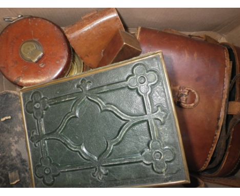 A PAIR OF VINTAGE GOERZ BINOCULARS, a pocket compass, a Victorian photograph album and sundries