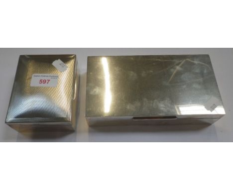 A LARGE SILVER CIGAR BOX, 19cm long x 10cm wide,  and a small engine turned silver cigarette box (2) (filled)