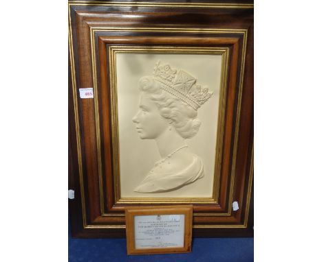 A ROYAL WORCESTER PORTRAIT PLAQUE OF HER MAJESTY QUEEN ELIZABETH II, 412/1,000 with certificate, 60cm high (inc frame)