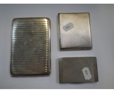 AN ART DECO ENGINE TURNED CIGARETTE CASE, and two others (c.11.6oz)
