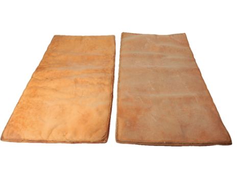 A PAIR OF LARGE VINTAGE TAN LEATHER GYM MATS