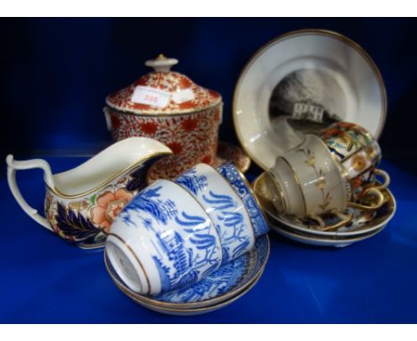 A 19TH CENTURY LIDDED SUCRIER and similar period tea ware