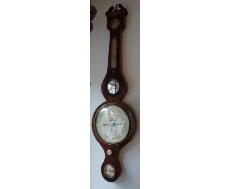 A REGENCY MAHOGANY AND BOXWOOD STRUNG DIAL BAROMETER