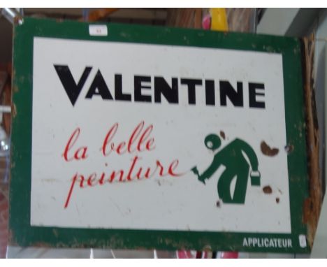 A VINTAGE FRENCH ENAMEL ADVERTISING SIGN "Valentine La Belle Peinture"