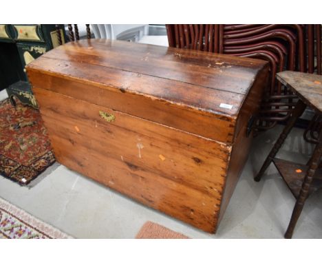 A vintage stained frame dome top trunk, approx. Dimensions W100cm H69cm D57cm