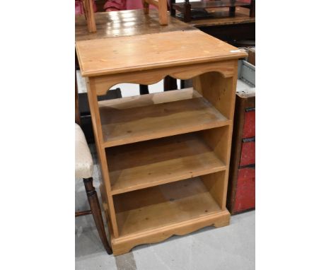 A low pine shelf unit 50cm wide 37cm deep 81cm tall some wear to top