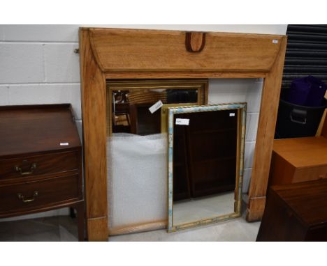 A traditional art deco oak fire surround or mantle inner size 99cm wide by 103cm tall approx, outer size W125 H109 D13cm