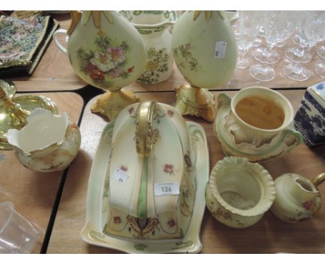 A selection of blush ivory including Royal Worcester vase (af)