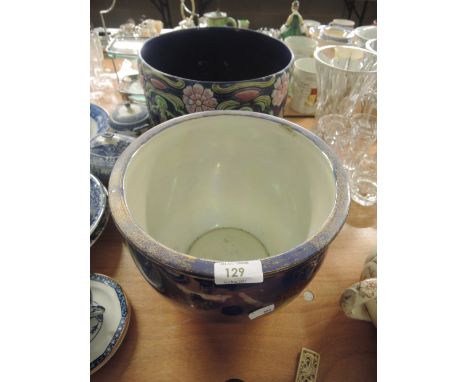 A Carltonware lustre jardiniere and a reproduction majolica jardiniere